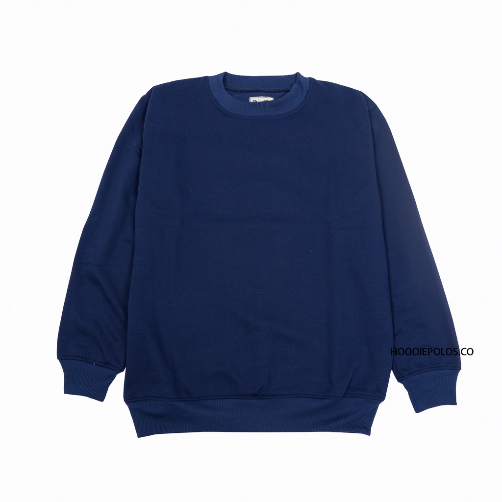 CREWNECK BASIC POLOS PRIA WANITA SIZE M L XL XXL-Navy Crewncek