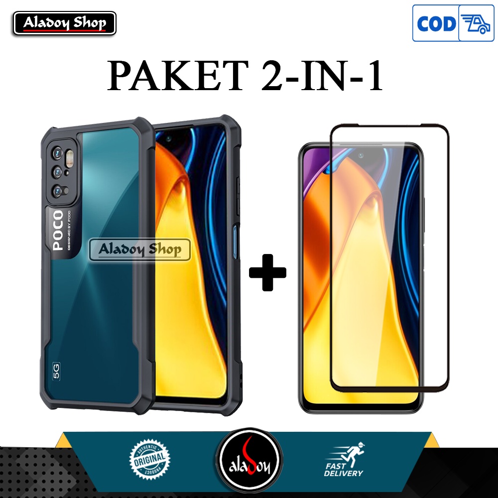 Case Xiaomi Poco M3 Pro 5G 2021 Premium Casing + Tempered Glass Layar Full