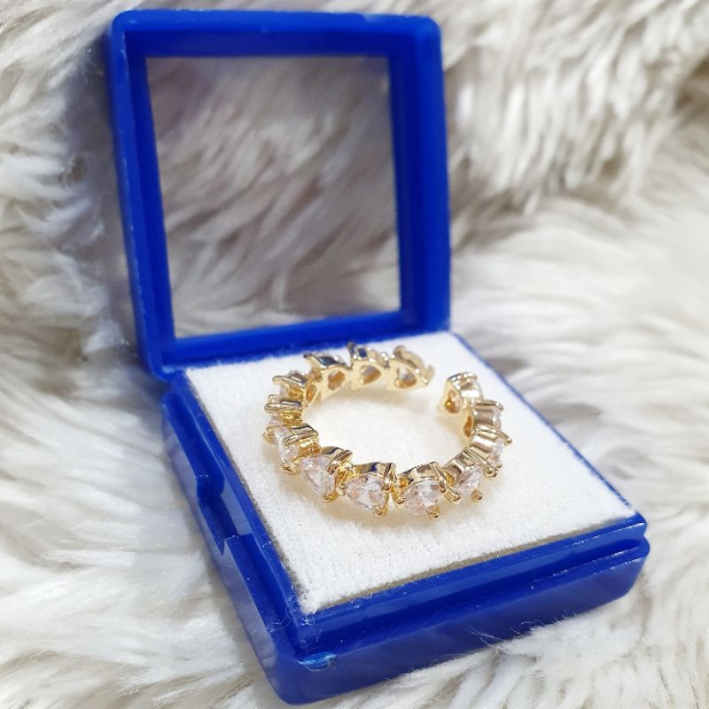 Cincin Titanium asli Gold Mata kilau Premium Quality anti karat anti alergi Ring Stainless steel rc2