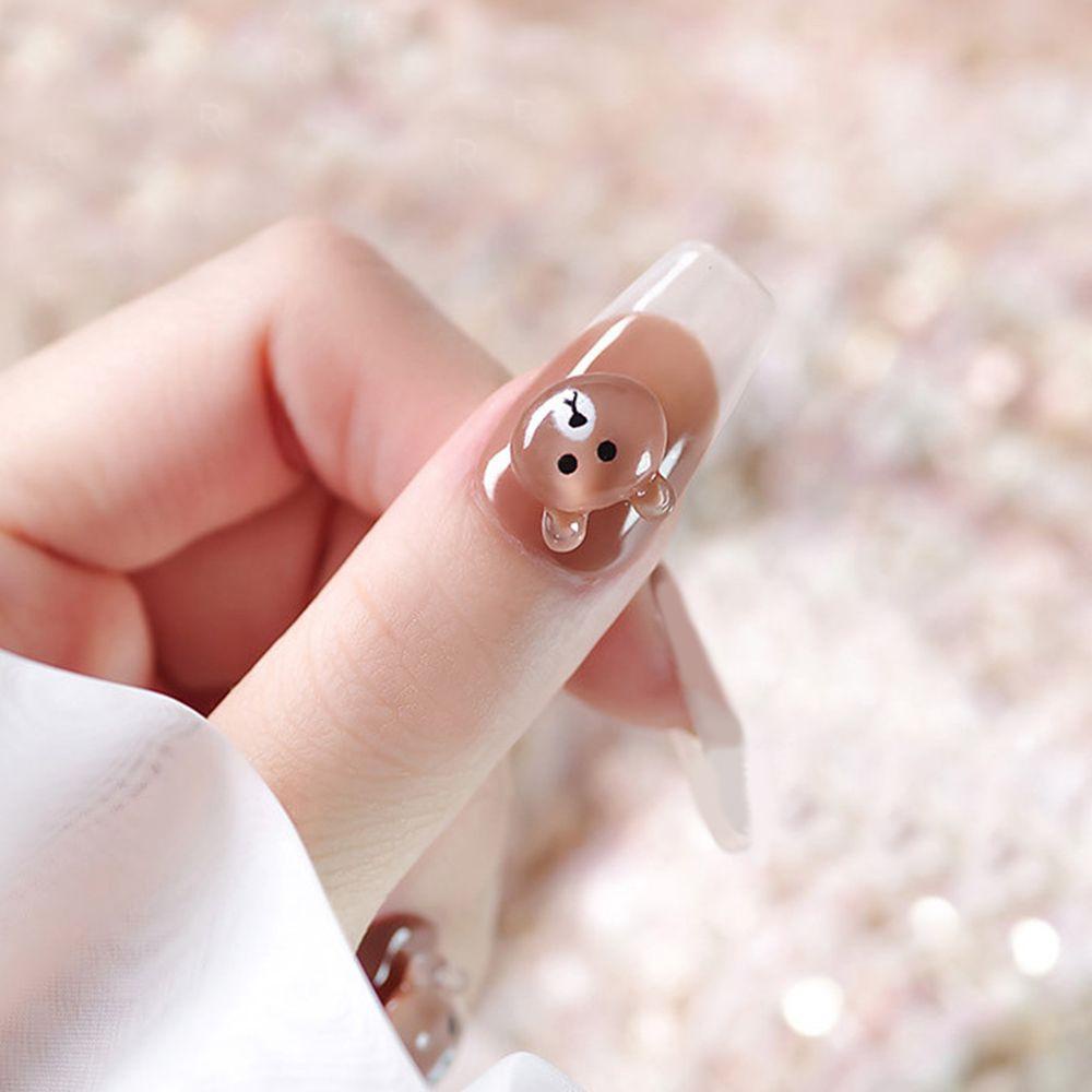 MXBEAUTY Paku Charms Candy Color Handmade Nail Beauty DIY Manicure Aksesoris Bear 3D Dekorasi Kuku