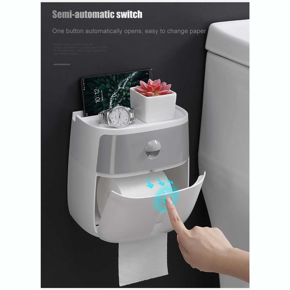 Dispenser Kotak Tempat Tisu Dinding Kamar Mandi Tissue Storage Toilet Paper Box Double Layer