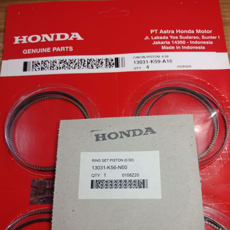 PISTON RING SEHER K56 CB CBR SUPRA GTR SONIC 150 R NEW LED SIZE OS STANDAR STD 50 ORIGINAL ORI ASLI HONDA AHM-RING SEHER 50/0.50