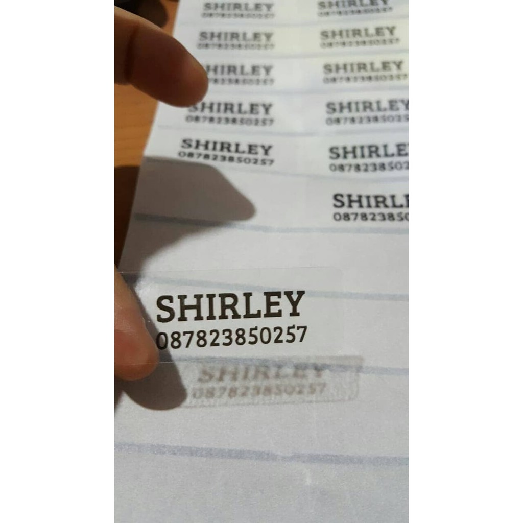 label nama produk promosi dll waterproof / sticker anti air Transparan