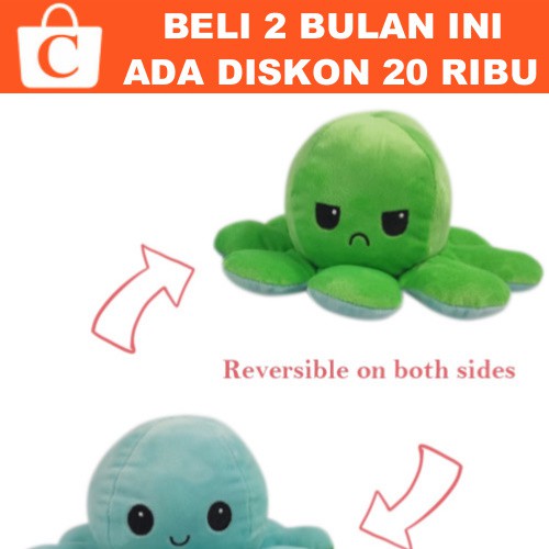 Octopus Boneka Doll Gurita Reversible Mood Warna HIJAU BIRU Trend Cotton Ball Indonesia Indo ID
