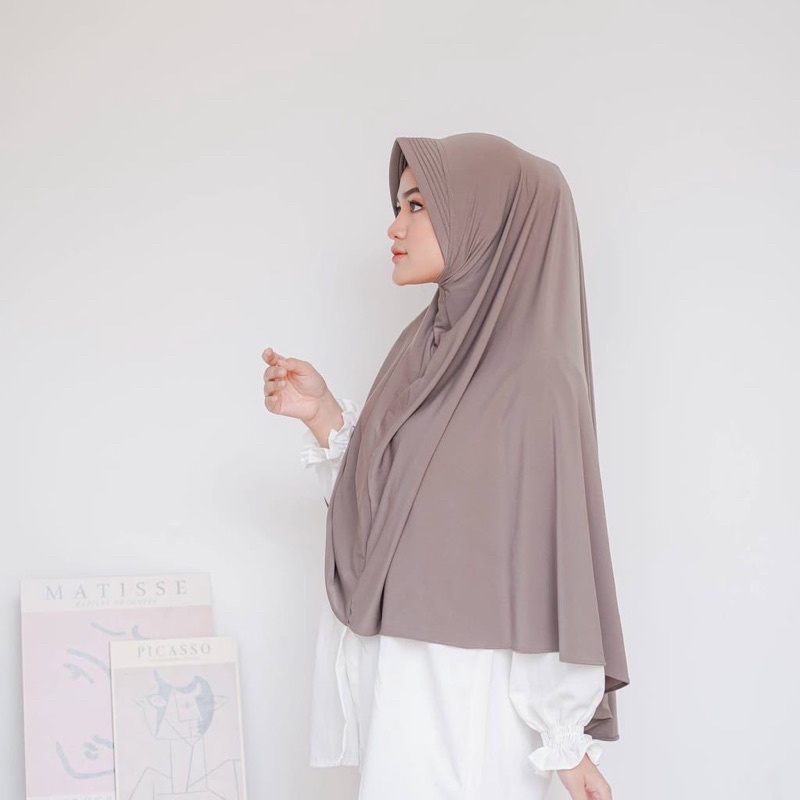 Khimar Bergo Hamidah Minang L Jersey // Bergo Minang L menutupi dada