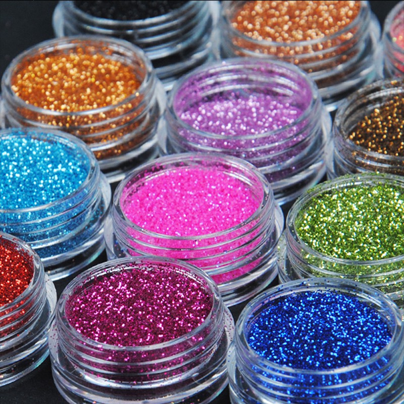 

12 Colors Body Glitter Acrylic Powder Dust Nail Sequin Manicures Decoration Tattoos Decoration
