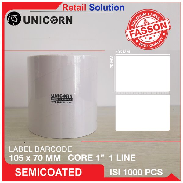 

Unik Sticker Label Barcode 105x70 mm isi 1000 pcs 1 Kolom Semicoat Berkualitas