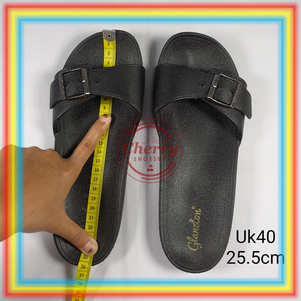 F2153 Sandal Selop Wanita Gesper Import Glanzton Sendal Slop Karet Empuk Cewek Murah Slip On