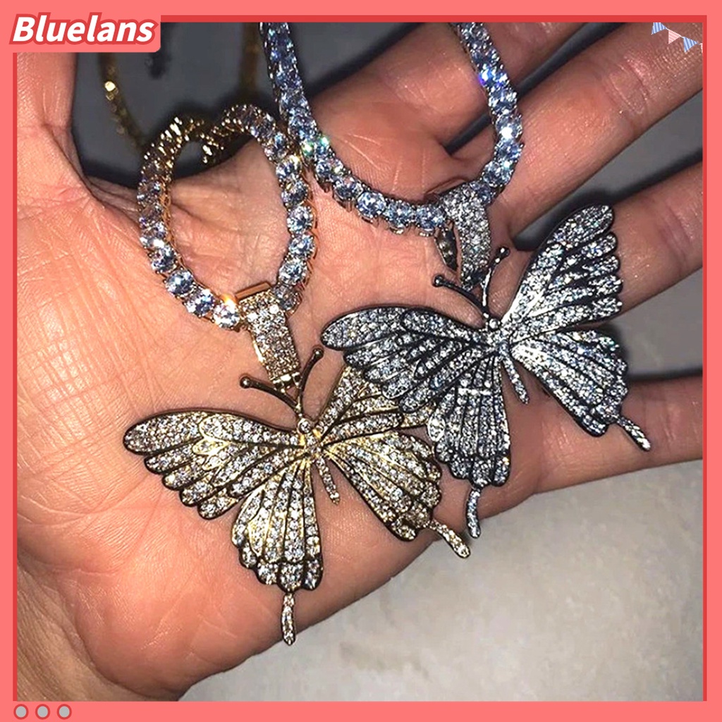 Kalung Choker Dengan Liontin Butterfly Aksen Berlian Imitasi Untuk Wanita