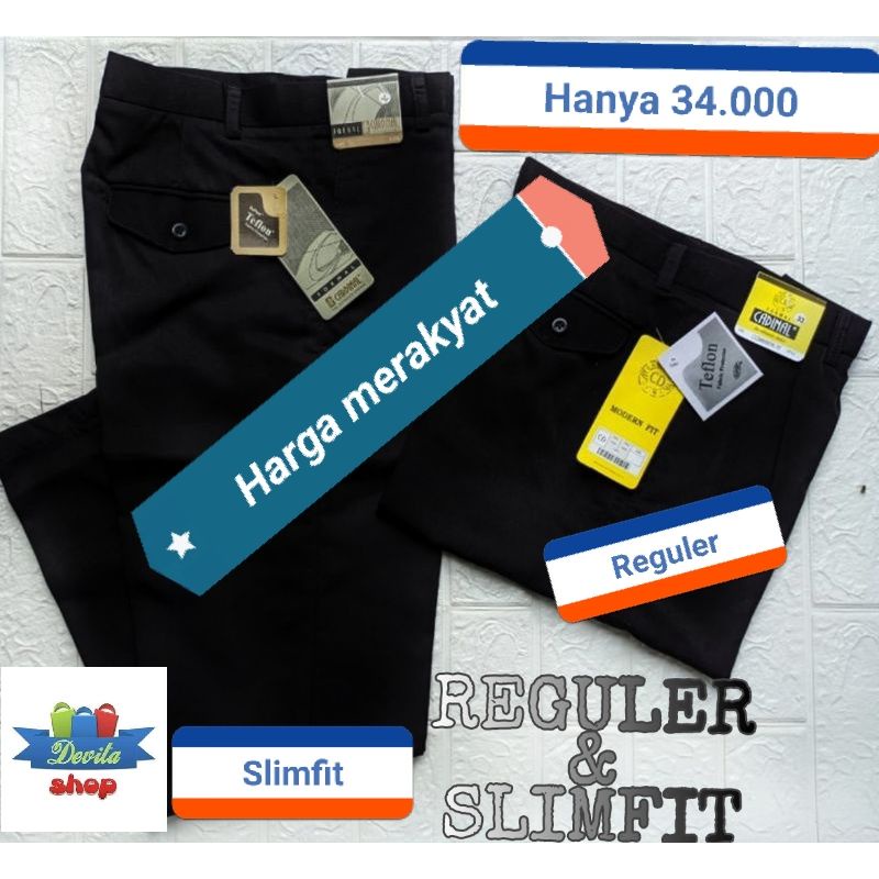 Celana Formal Pria Kerja Standar Kantor Bahan Kain Teflon Size 27-40 Murah Adem Cadinal