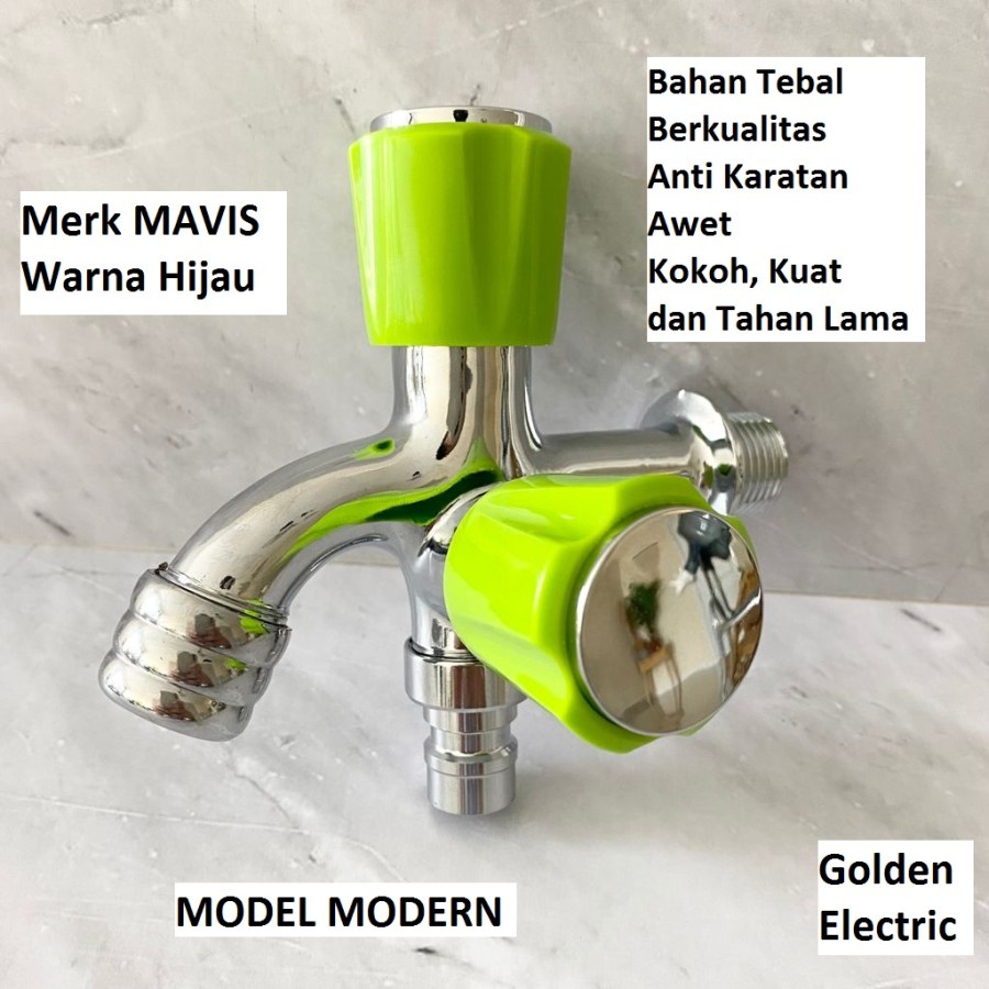 Kran Keran Air Tembok 2 Cabang Stainless Steel 1/2 inch WC Taman Hijau