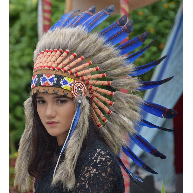 TOPI INDIAN - INDIAN HEADDRESS SMALL ANGSA MONTE BIRU TUTUL COKLAT