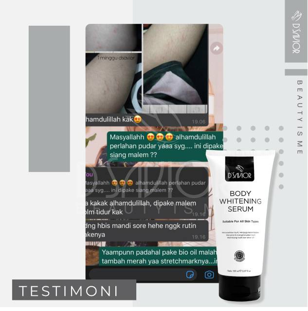 DSAVIOR BODY BRIGHTENING SERUM LOTION PEMUTIH TUBUH 100% ORIGINAL AGEN RESMI