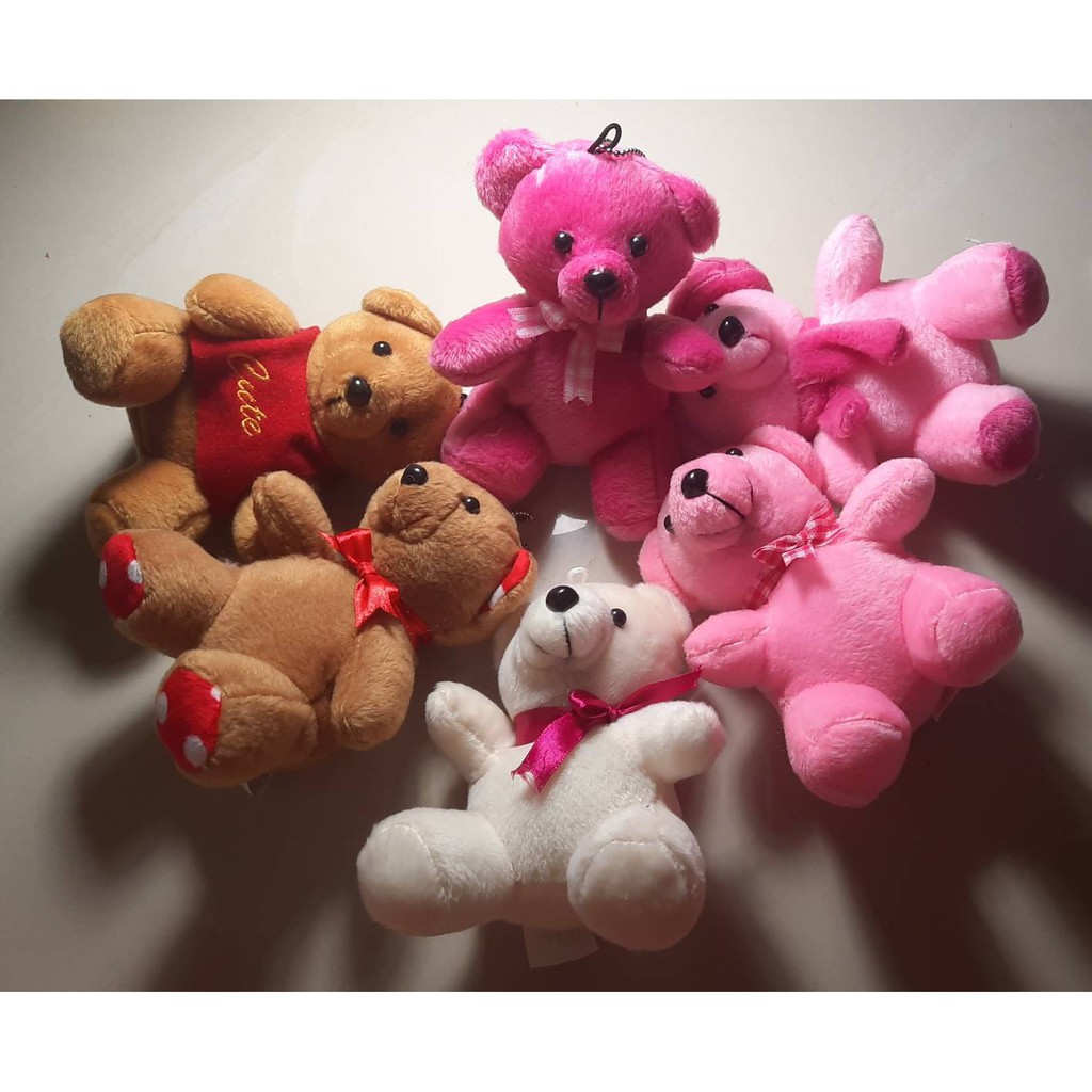 BONEKA BEAR/BERUANG  MINI KECIL WARNA WARNI 12 CM WARNA COKELAT PUTIH PINK MERAH HIJAU