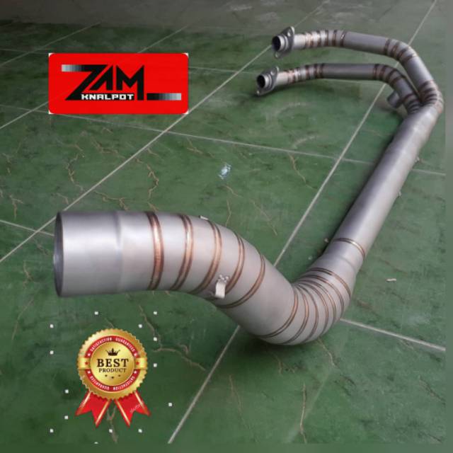 Header Pipa Leher Ninja 250Fi Titanium Sandblast Full Cacing Terbaik cbr250rr-r25-mt25-z250 dll
