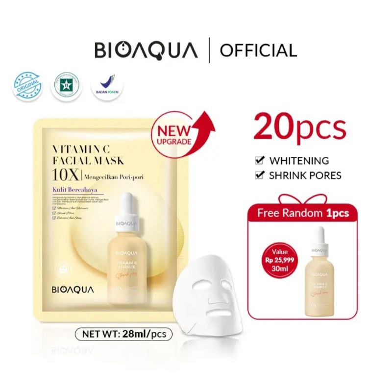 [READY STOCK] [BPOM] BIOAQUA 10X Series Facial Mask Squalane/Collagen/Vitamin C/Centella Essence She