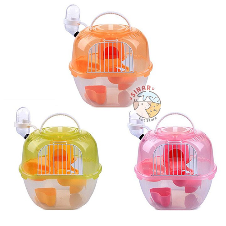 Kandang Hamster Apple / Pet Cargo + Tempat Makan Minum Rumah Hamster apel Ukuran 18 x 17 x 18cm