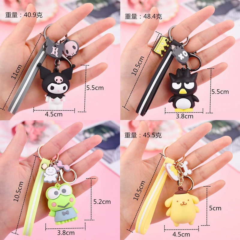 Gantungan kunci karakter kuromi bad badtz maru cinmamoroll pom purin keroppi hello kitty bear lucu imut untuk tas motor mobil