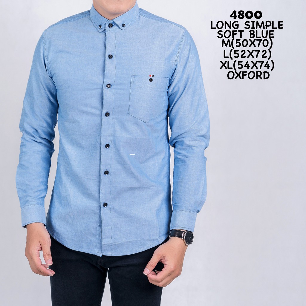 Nafazol Promo 4800 Kemeja Pria Lengan Panjang Soft Blue Biru Muda Polos Murah murah
