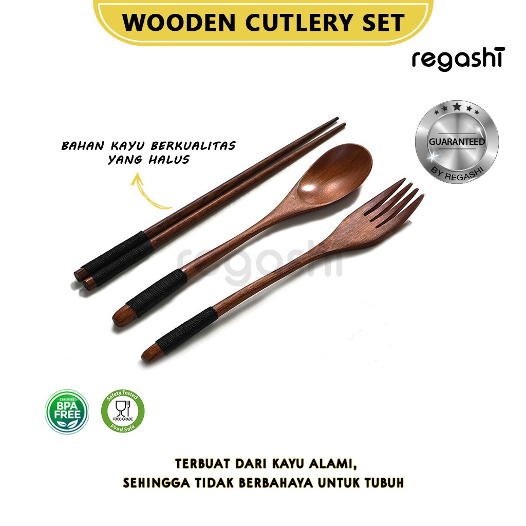 Premium (Mount) Regashi Sendok Kayu Set Set Sendok Kayu Set Sendok Kayu Korea Wooden Cutlery Set