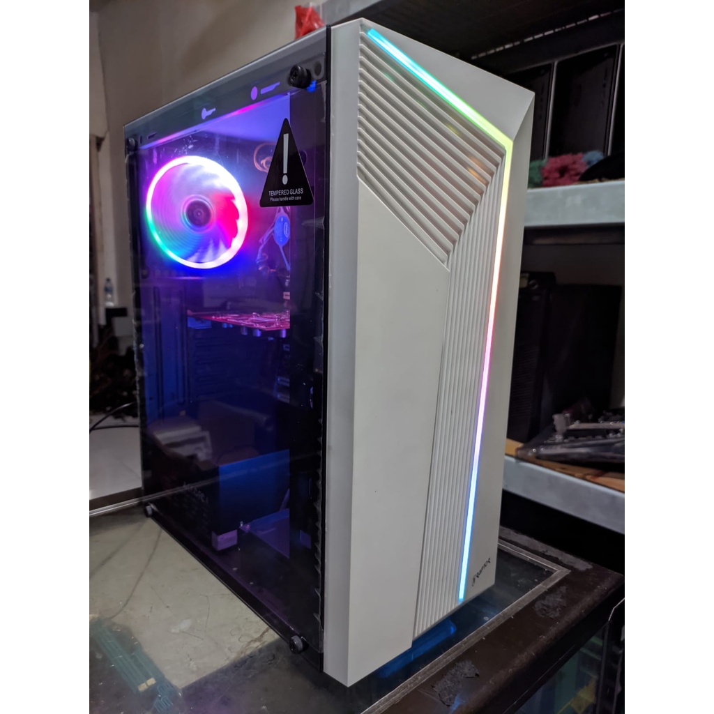 PC/CPU CORE i3/i5/i7 CASING TRANSPARAN+FAN RGB SIAP PAKAI