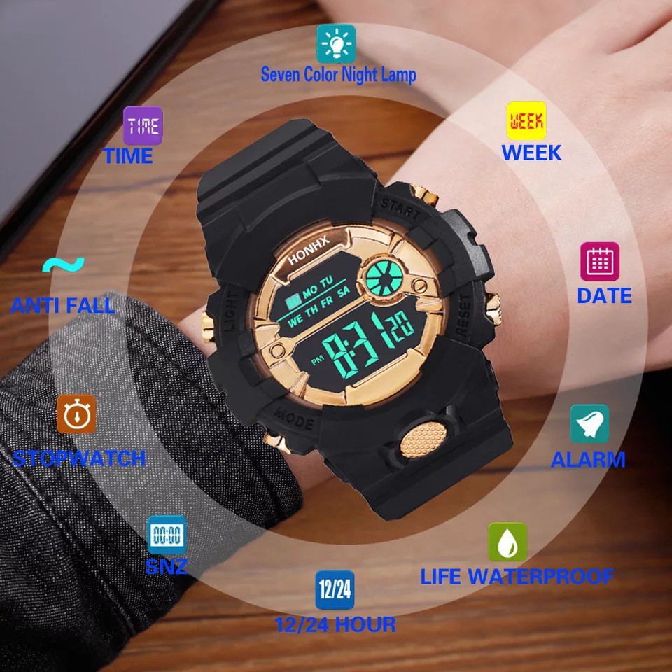 Jam Tangan Sport Digital Dial Bulat Rubber Untuk Wanita Dan Pria Fashion Gaya Korea Import