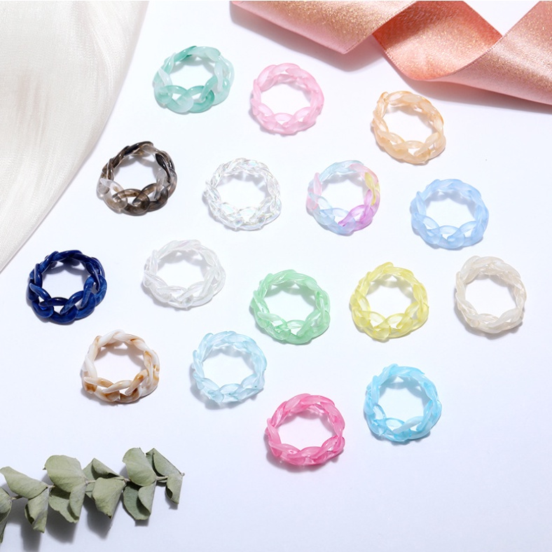 Jelly Color Chain Ring Simple Personality Acrylic Resin Ring Dating for Women Accessories Dating Gifts