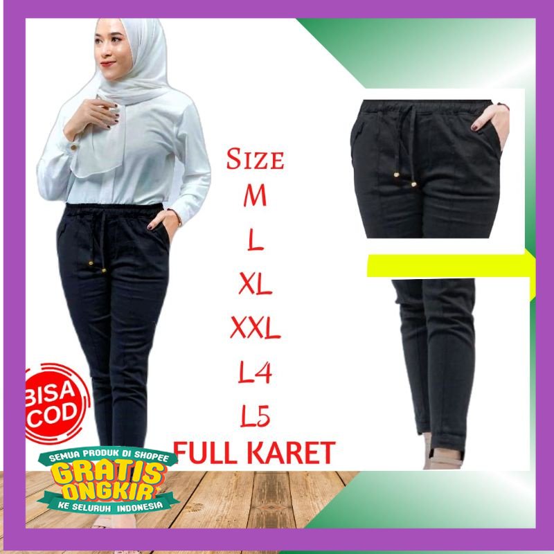 TERLARIS CELANA BIGSIZE JUMBO / Celana Panjang Pinggang Karet Bahan Katun Stretch Leging Joger Jogge