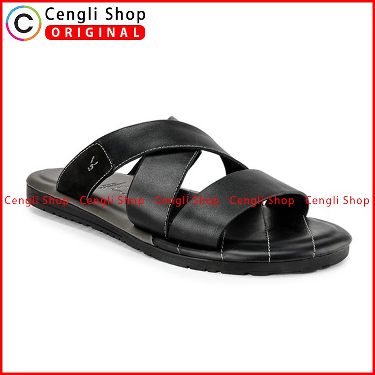 PLAYBOY SANDAL KULIT CASUAL PRIA ORIGINAL TERBARU BRANDED HITAM PLE0