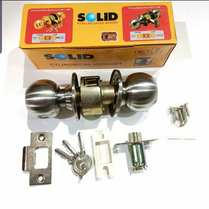 Kunci Bulat Pintu Kamar Mandi Solid C601x400 - Kunci Bulat Solid - Kunci Bulat Stainless Stell