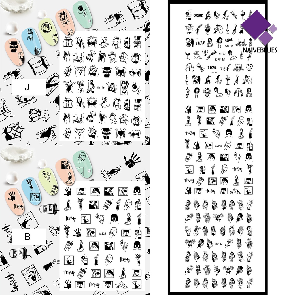 Naiveblue &gt; Stiker Kuku 10 Motif Sexy Untuk Nail Art / Manicure