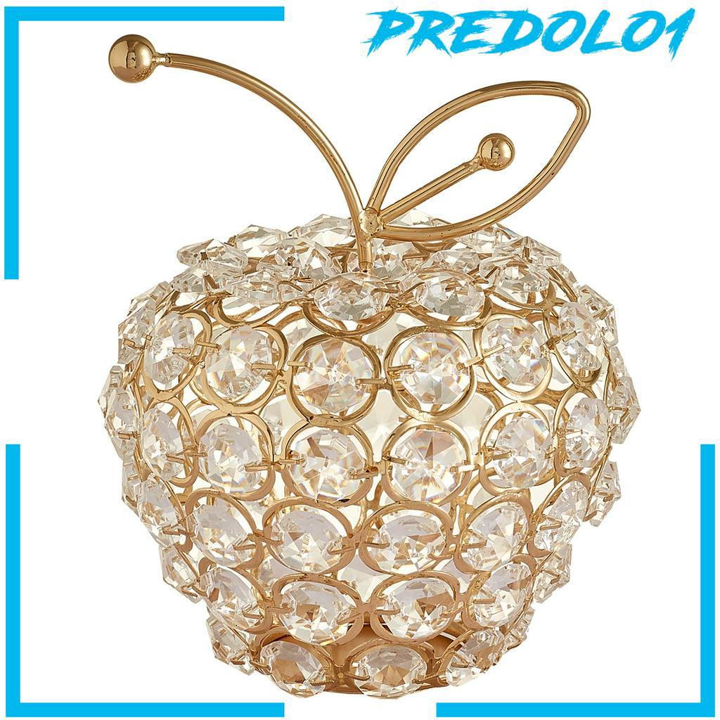 [PREDOLO1] 3D Cut Crystal Rhinestone Apple Pear Ornament Home Wedding Desk Decor Gift