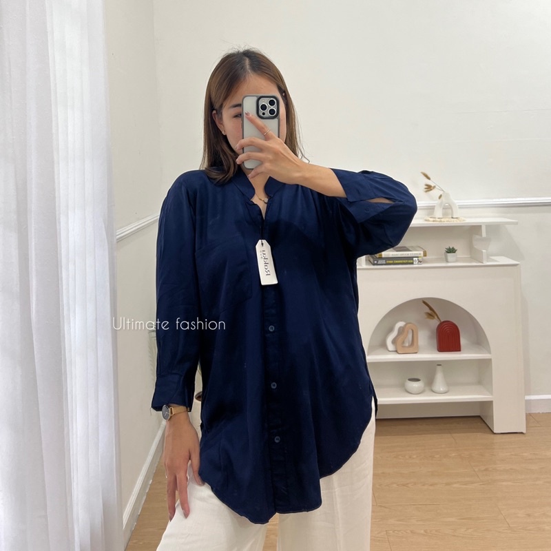 Kemeja Oversize 222 Rayon Twill Import / Atasan Wanita / Blouse / Outer Korea Kekinian Terbaru Rakku