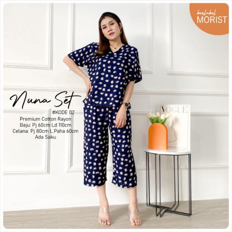 Original Morist Berlabel Setelan Baju Adem Nuna Set Daily Homey