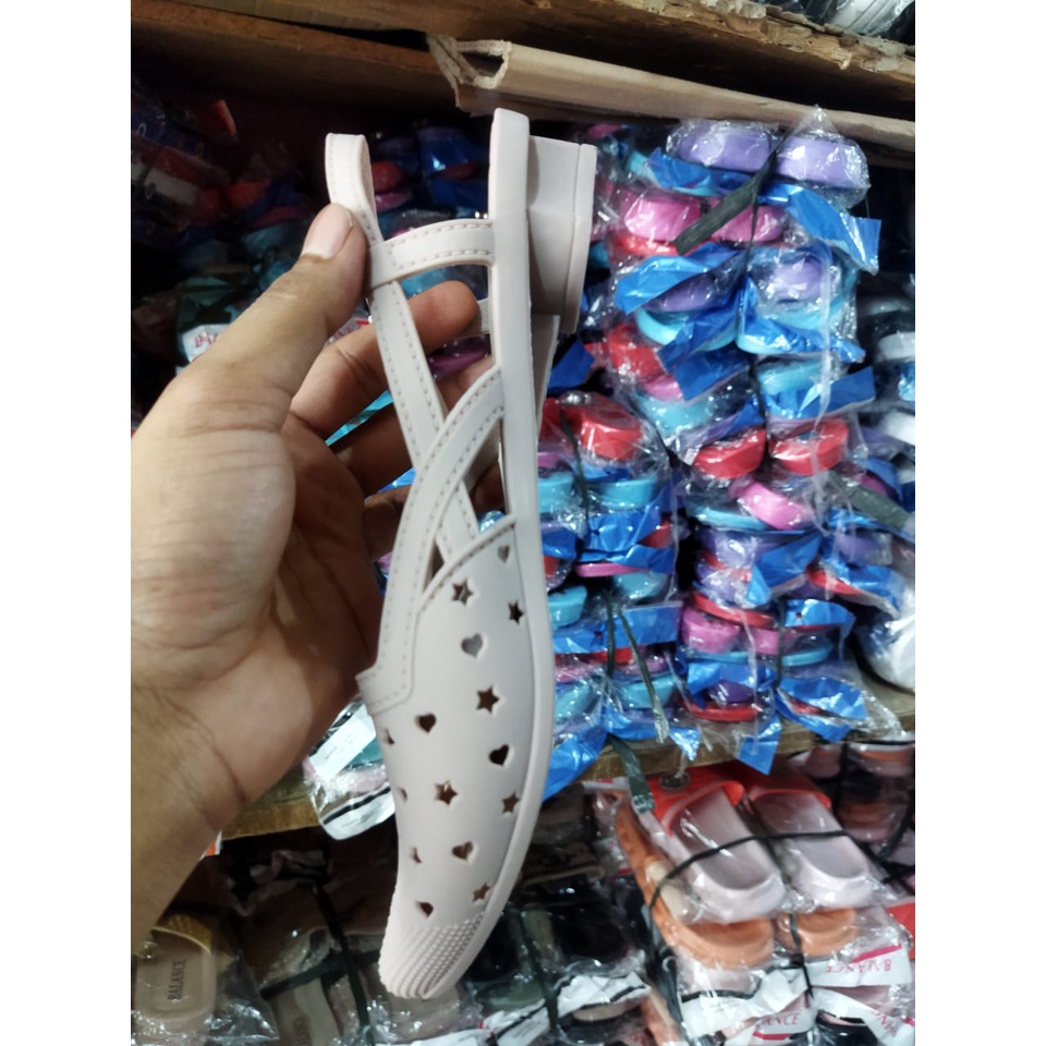 Sepatu perempuan dewasa Jelly Wedges Love Star Balance 0226-1 size 36-40/sepatu tali belakang wanita import