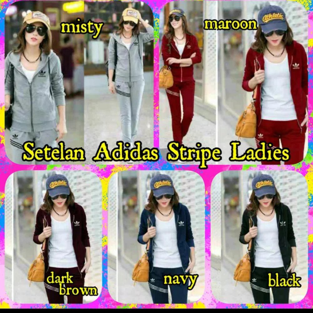 Termurah - Setelan Olahraga Sport Senam Santai Casual Kasual Wanita Jaket Adidas