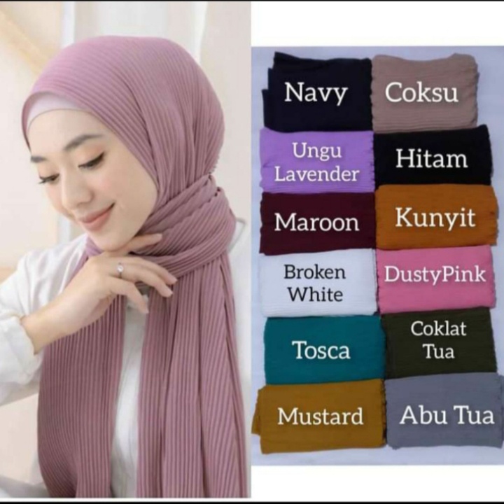 HIJAB WANITA DEWASA/ KERUDUNG PASHMINA PLISKET PANJANG / TERBARU / TERMURAH /JILBAB PASHMINA PLISKET