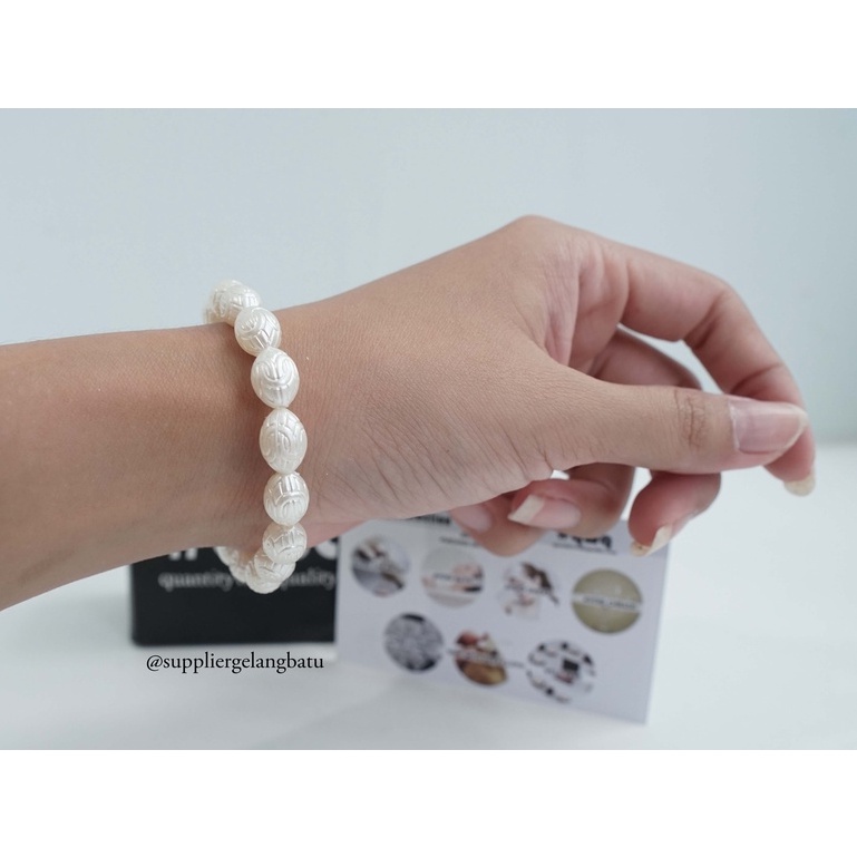 GELANG Mutiara Sintetis TELUR PASKAH 10MM WHITE PEARL bingkisan cantik