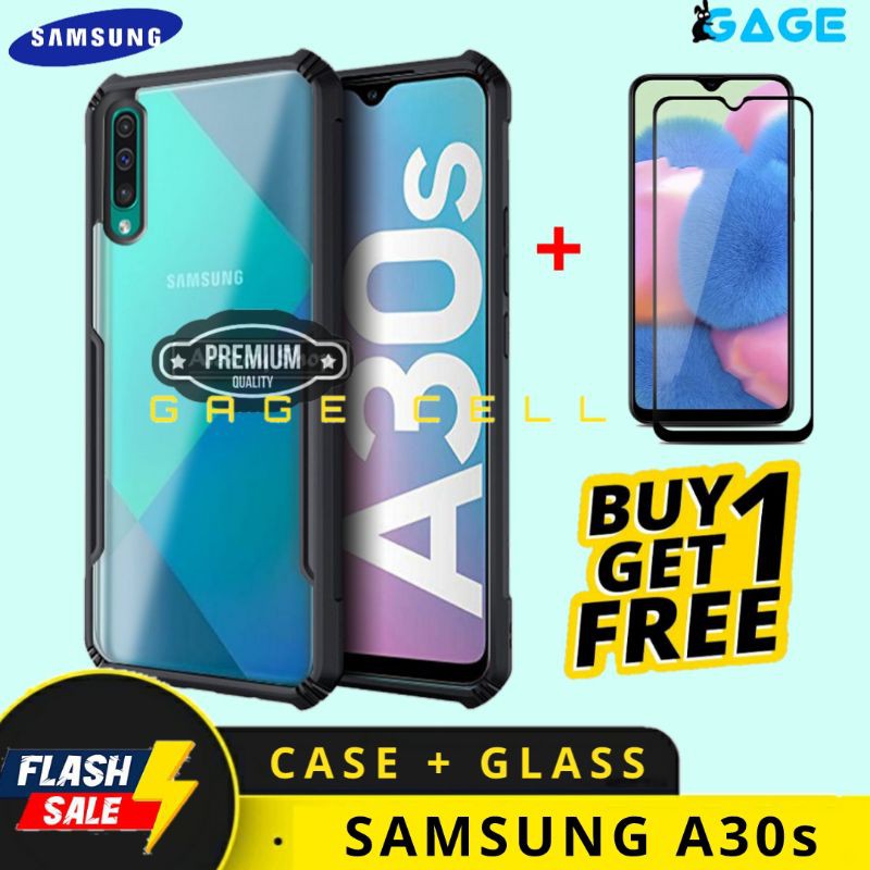 FREE✅ TEMPERED GLASS FULL LAYAR SAMSUNG A30S HARD SOFT CASE FUZE TRANSPARANT ANTI SHOCK PREMIUM