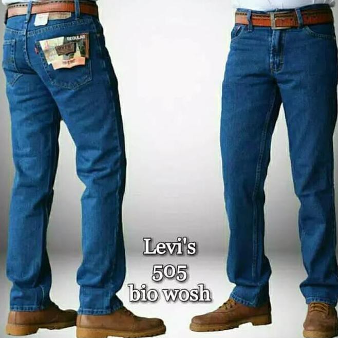 qy8q celana jeans levis pria keren celana panjang skyny cowok slimfit 505 - hitam, 28 crvs