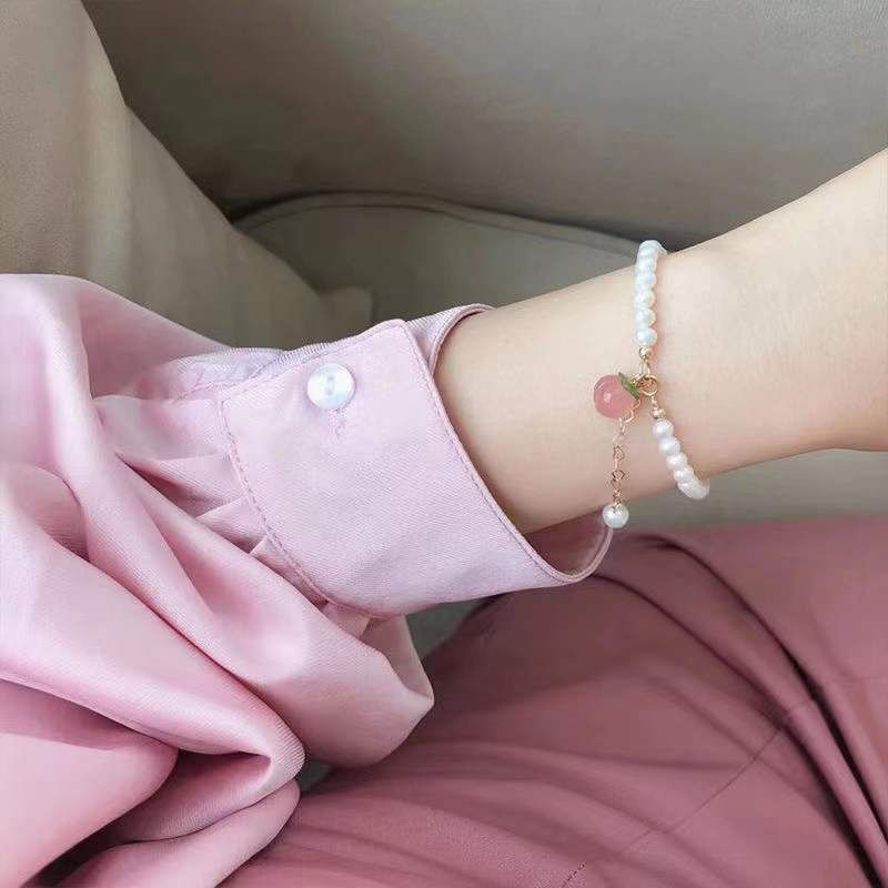 Ins Gelang Tangan Manik-Manik Batu Jade Hetian Natural Aksen Mutiara Untuk Wanita ACKER