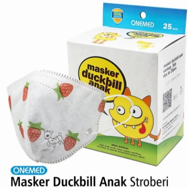 [Janicebabyshop] MASKER DUCKBILL ONE MED DEWASA / MASKER DUCKBILL ANAK MOTIF KARTUN STROBERI