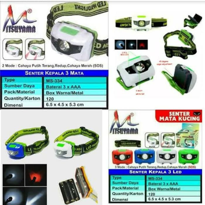 [COD] Head Lamp Mata Kucing Mitsuyama / Senter kepala Outdoor / Headlamp LED / Senter Gunung