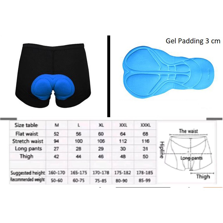 Celana Dalam Sepeda Padding GEL pendek ketat mtb seli bib shorts lipat kolor