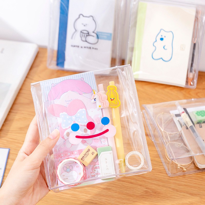 FYGALERYSURABAYA HL0121 File Bag Transparan Pouch SerbaGuna Bahan Pvc Zipper File Ter