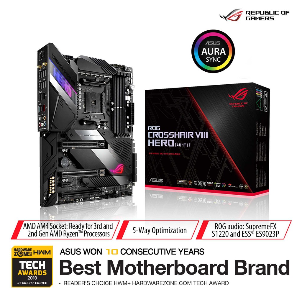 MOTHERBOARD AMD ASUS ROG CROSSHAIR VIII HERO WIFI (X570) AM4