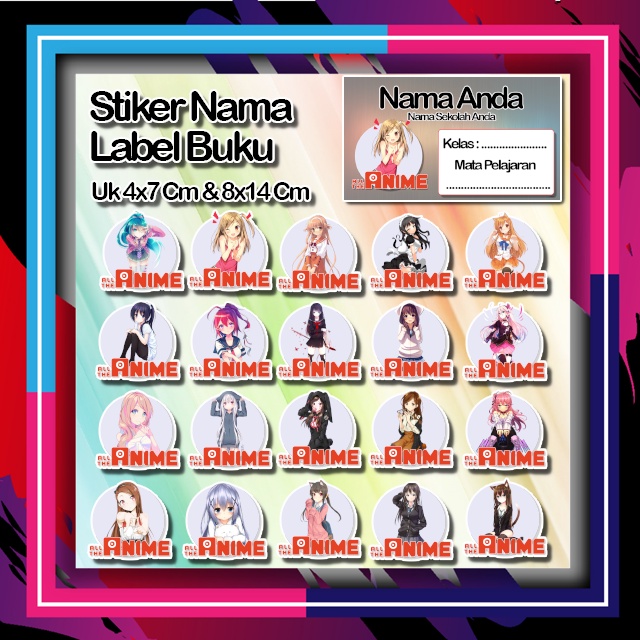 

Stiker wanita Anime gadis cute kartun lucu Karakter Lucu Custom Lebel Nama cromo murah 20 Varian berbeda Octane Pelajaran sekolah No 13