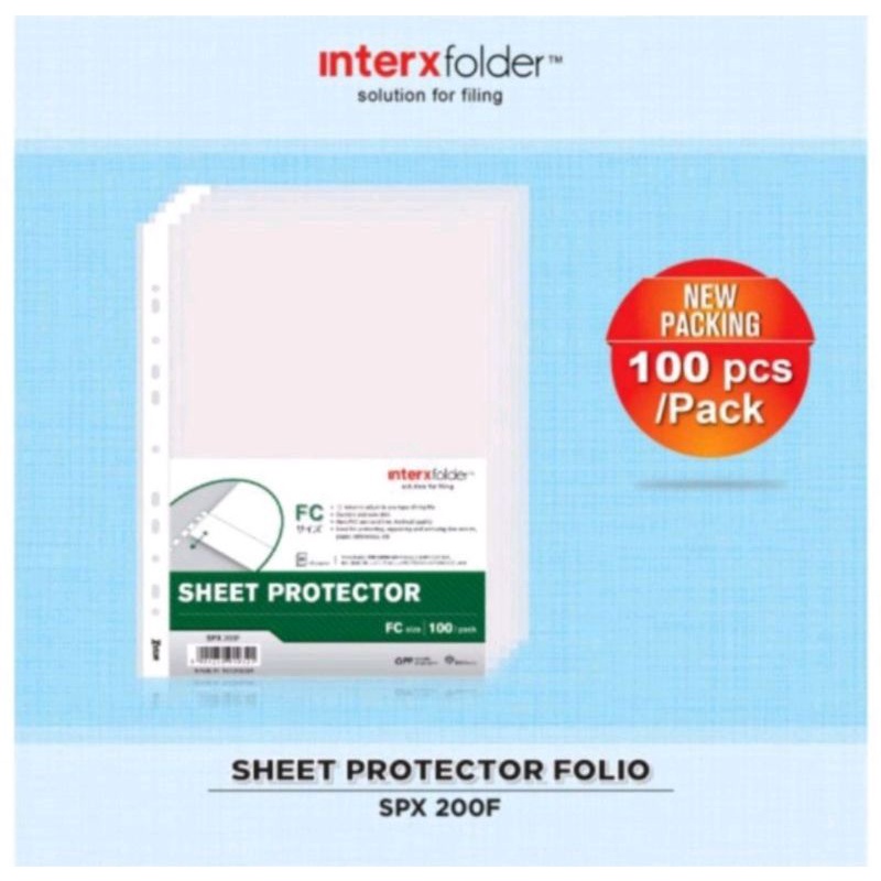 Pp Pocket F4 Isi 100 Lembar / Sheet Protector 100 Inter x