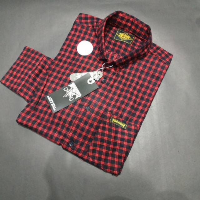 Kemeja Flanel Pria merah hitam