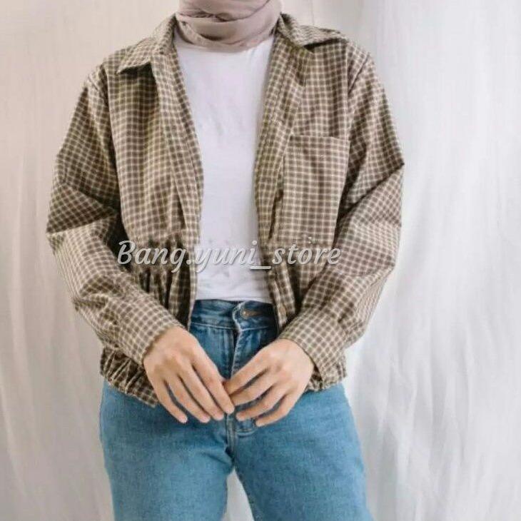 ➽ OUTER KEMEJA CROP - OUTER KEKINIAN - KEMEJA KOTAK KOTAK - ATASAN WANITA ㅯ